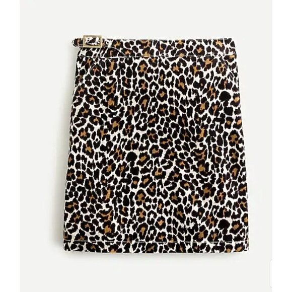 J. Crew Buckle mini skirt leopard corduroy 00 AR144 brown - Picture 1 of 3